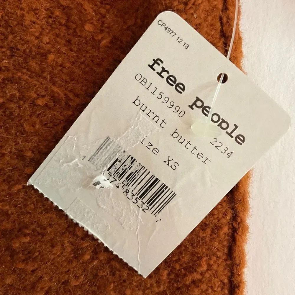Free People Sweater Reverie Cropped V-Neck Burnt Butter Rust Brown Women XS - Picture 4 of 15